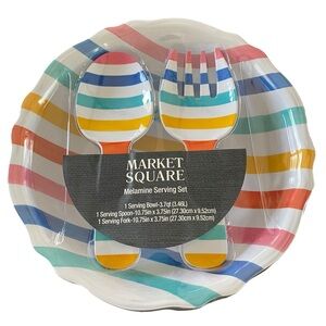THE SPRING SHOP Colorful Striped Melamine Serving Bowl Set